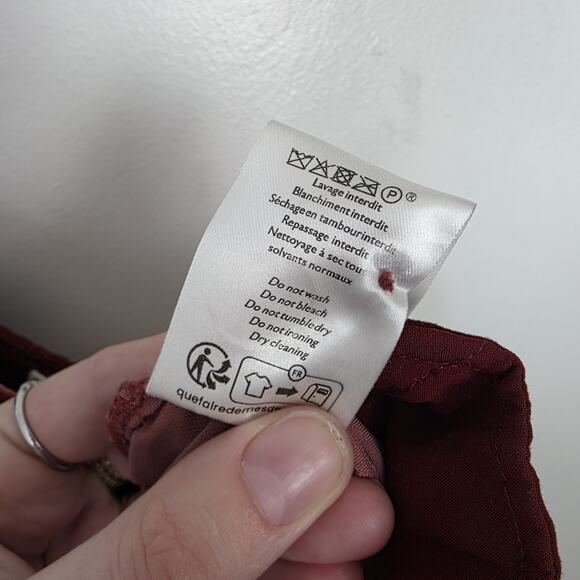 Sezane Dark Pink Crushed Velvet High Waisted Wide Leg Tyler Pants Size 10 - Picture 8 of 11